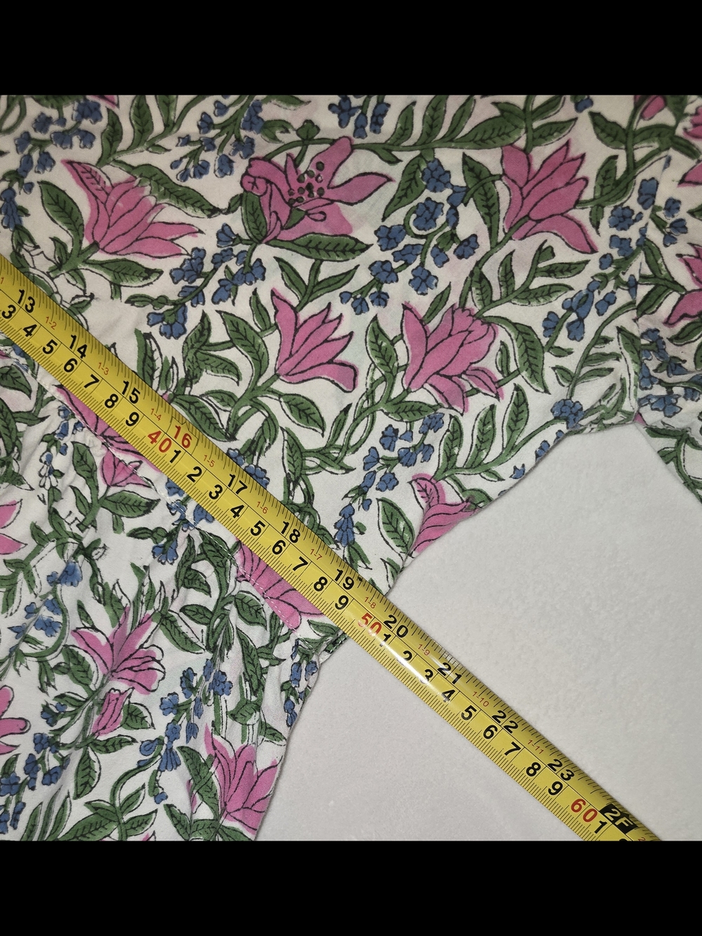 ​Sue Sartor Hand Block Print Flounce Dress Floral Palm Beach - Picture 5 of 6
